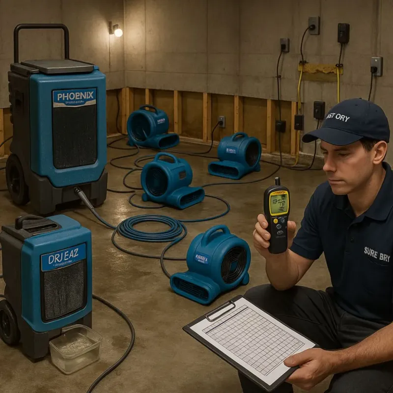 Structural Drying and Dehumidification process in Grand Saline, TX